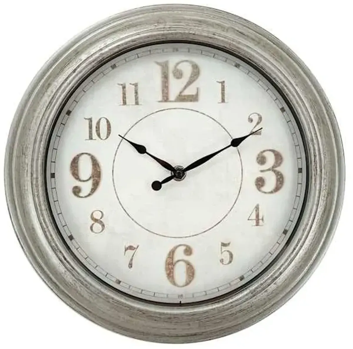 Silver & White Modern Round Wall Clock, 12"
