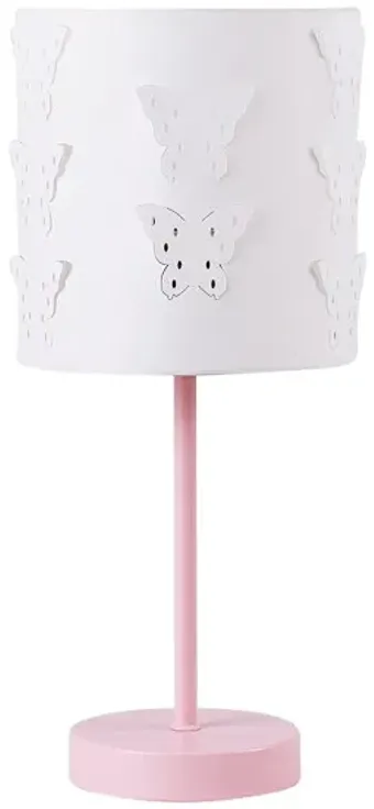 Tiny Dreamers Pink Metal Butterfly Lamp with Shade, 15"