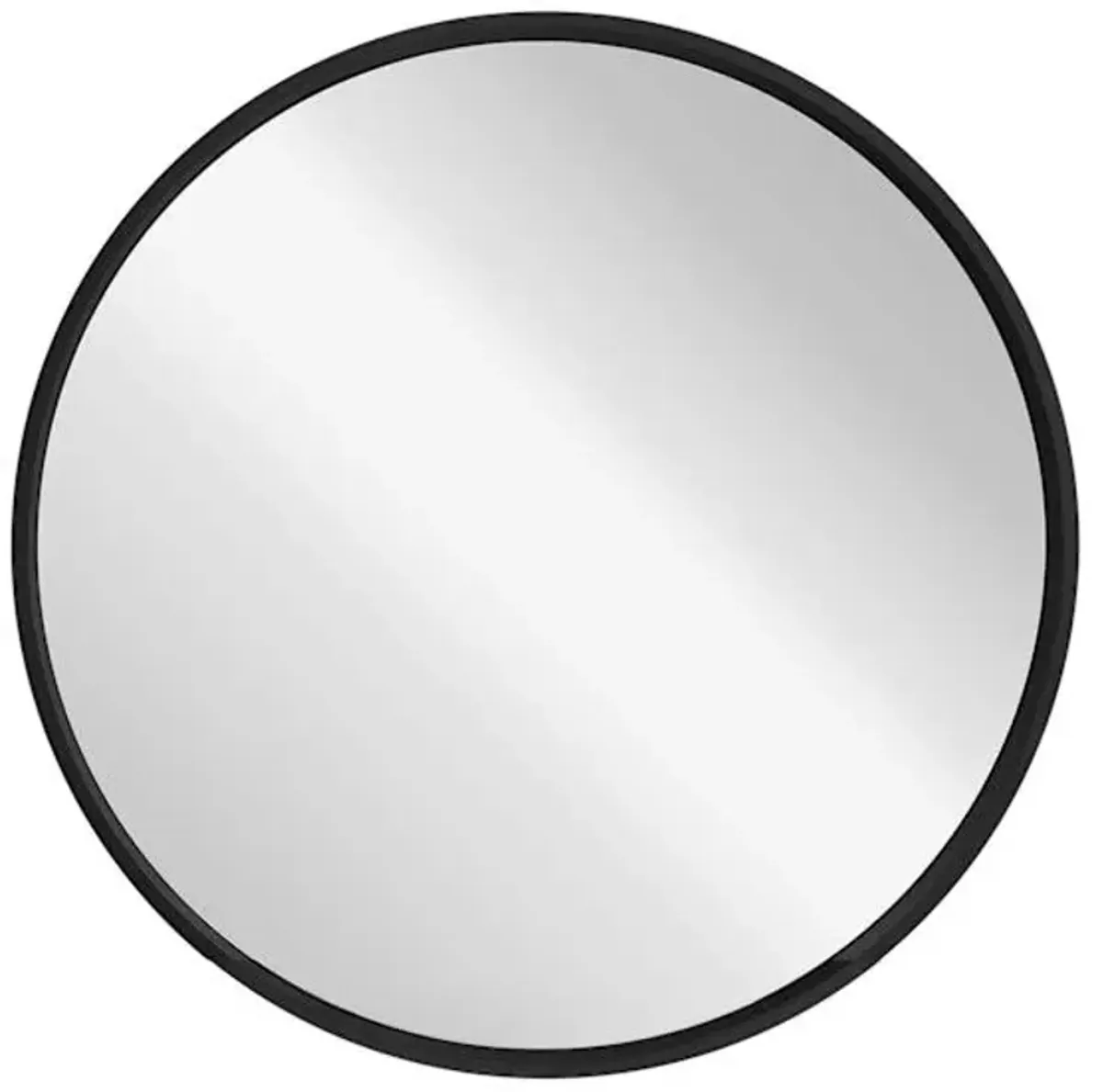 Black Wooden Round Wall Mirror, 28"