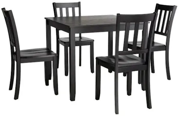 Uptown 5-Piece Wooden Dining Set, Black