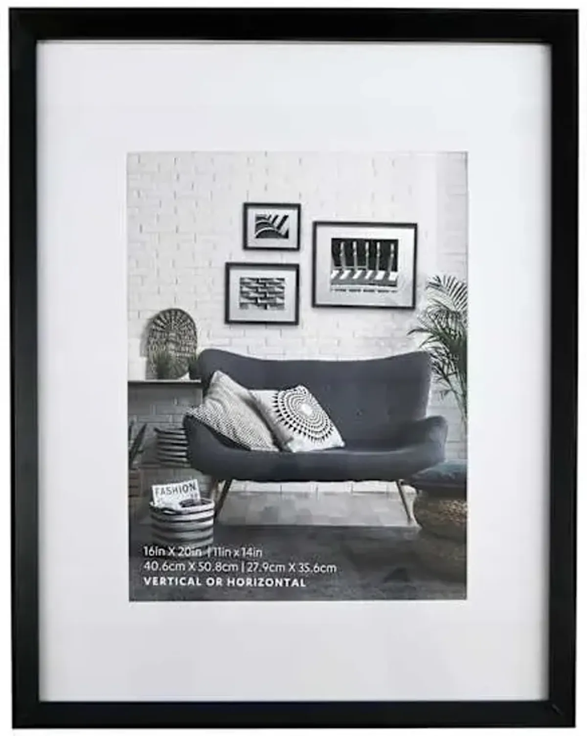 16x20 Matted to 11x14 Wall Frame, Black