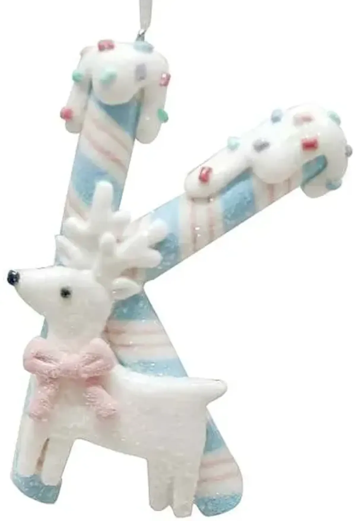 Mrs. Claus' Bakery Monogram Candy Cane Claydough Ornament, K