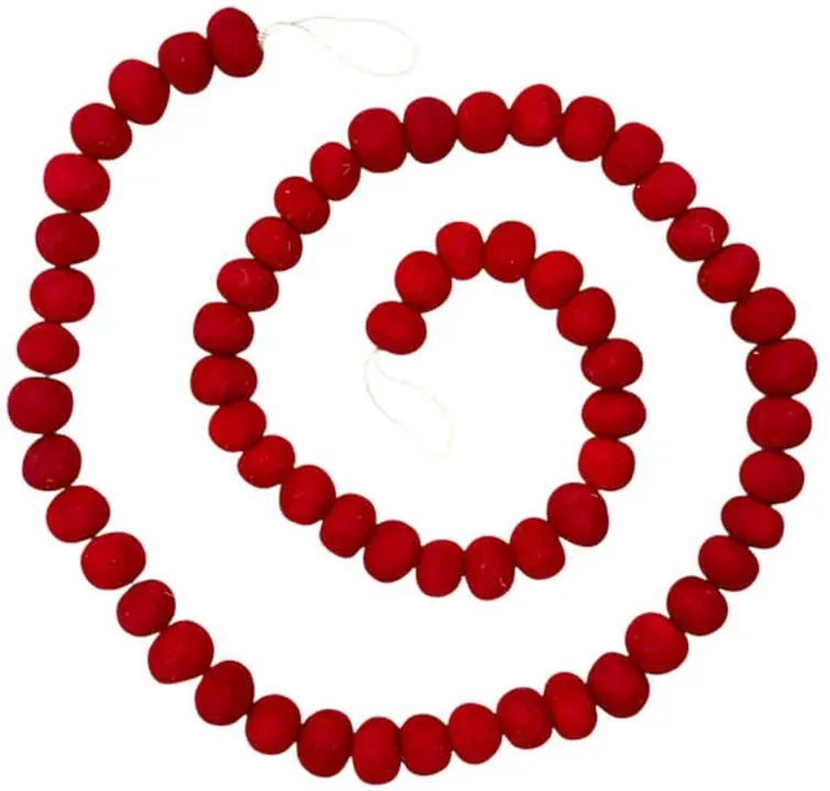 Homespun Holiday Red & White Felt Ball Garland, 60"