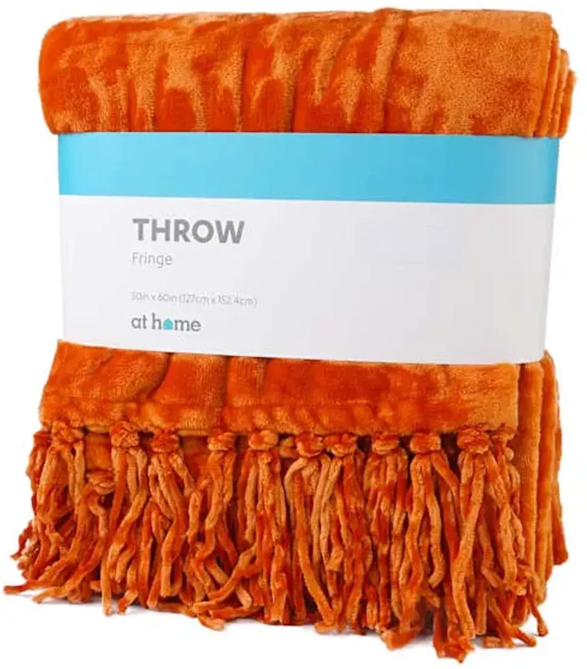 Dark Orange Fringe Throw Blanket, 50x60