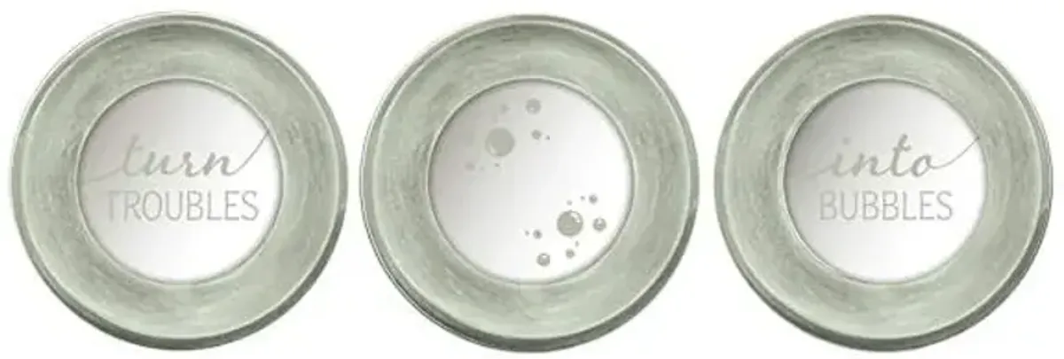 3-Piece Turn Troubles Into Bubbles Wall Mirror Set, 10"