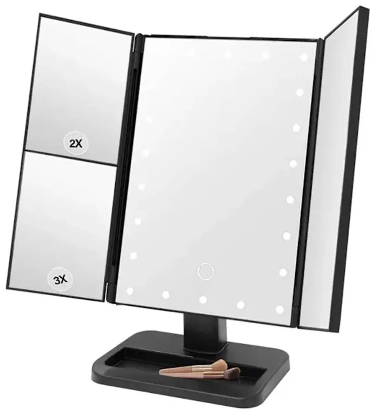 Black LED Trifold Mirror, 11"