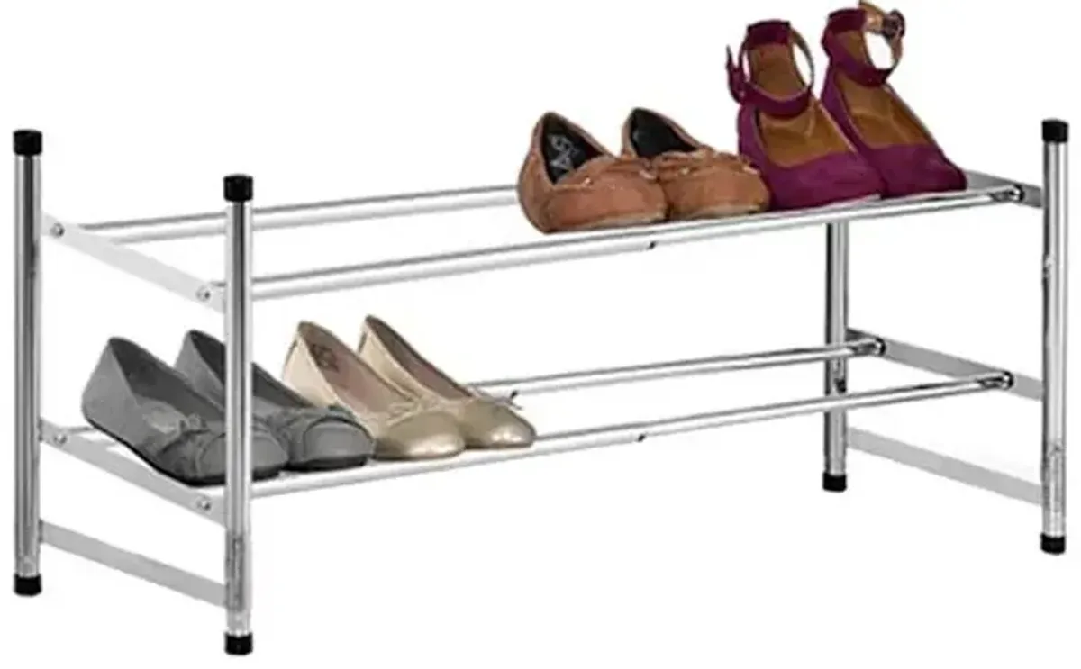 2-Tier Metal Shoe Rack, Silver