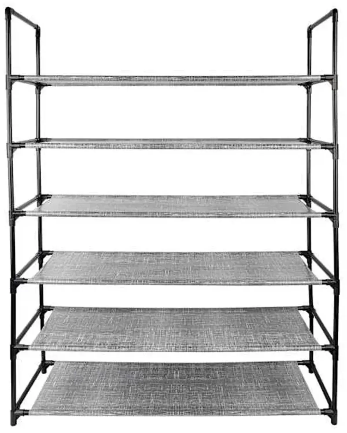 6-Tier Printed Shelf Shoe Rack, Black Linen