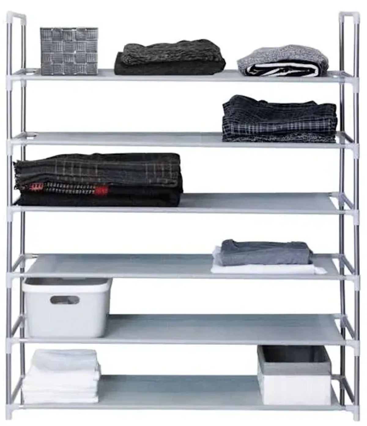 20-Pair & 5-Tier Coated Steel Shoe Rack, Grey