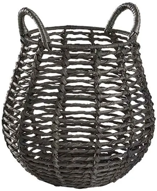 Rocco Black Rattan Storage Basket, Medium