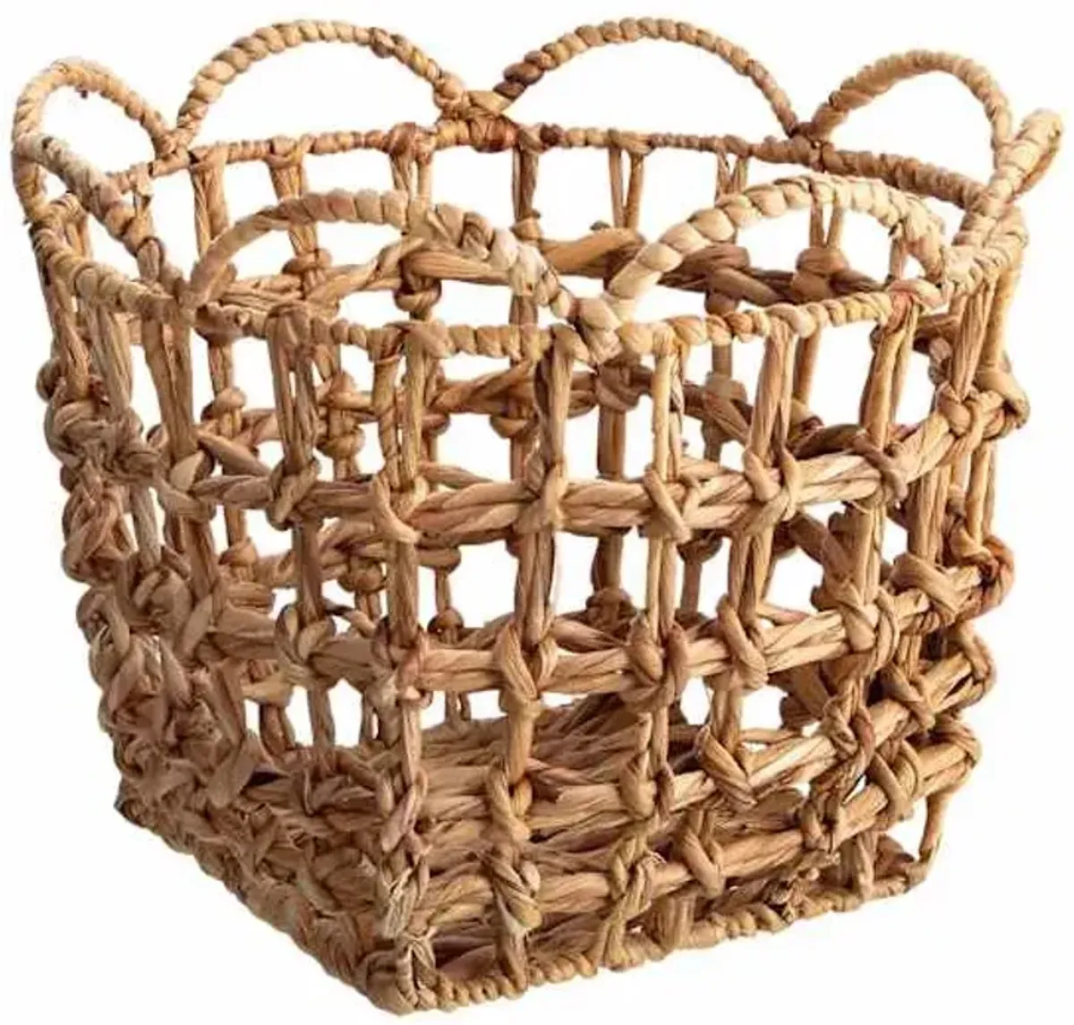 Scallop Edge Water Hyacinth Storage Basket, Medium