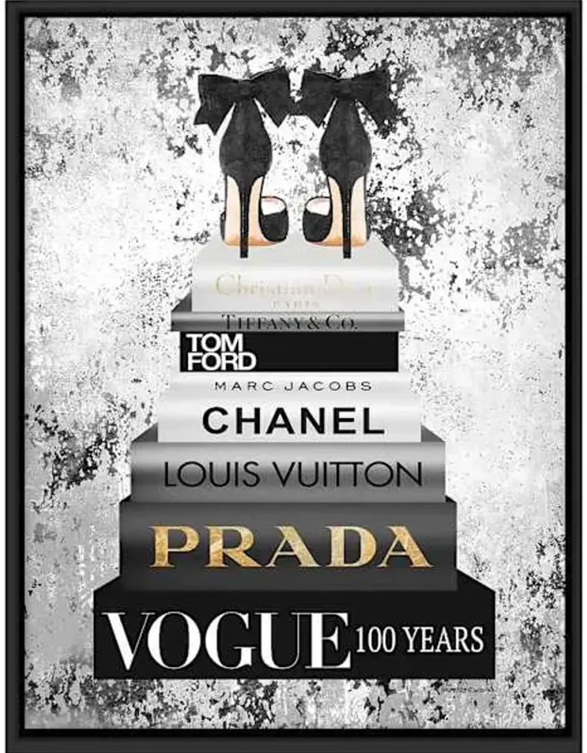 Framed Glam Books Canvas Wall Art, 12x16