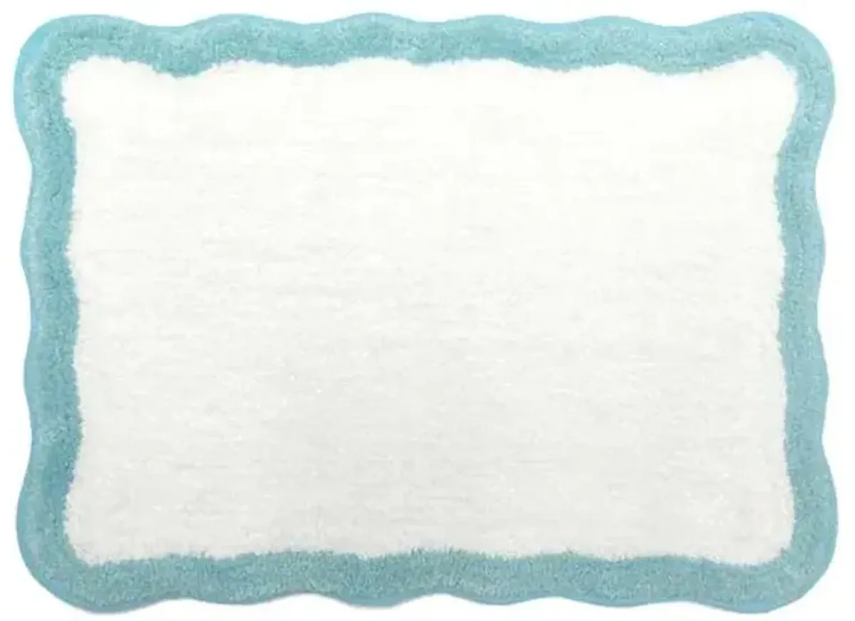 Tiny Dreamers Aqua Scalloped Border Bath Rug, 17x24