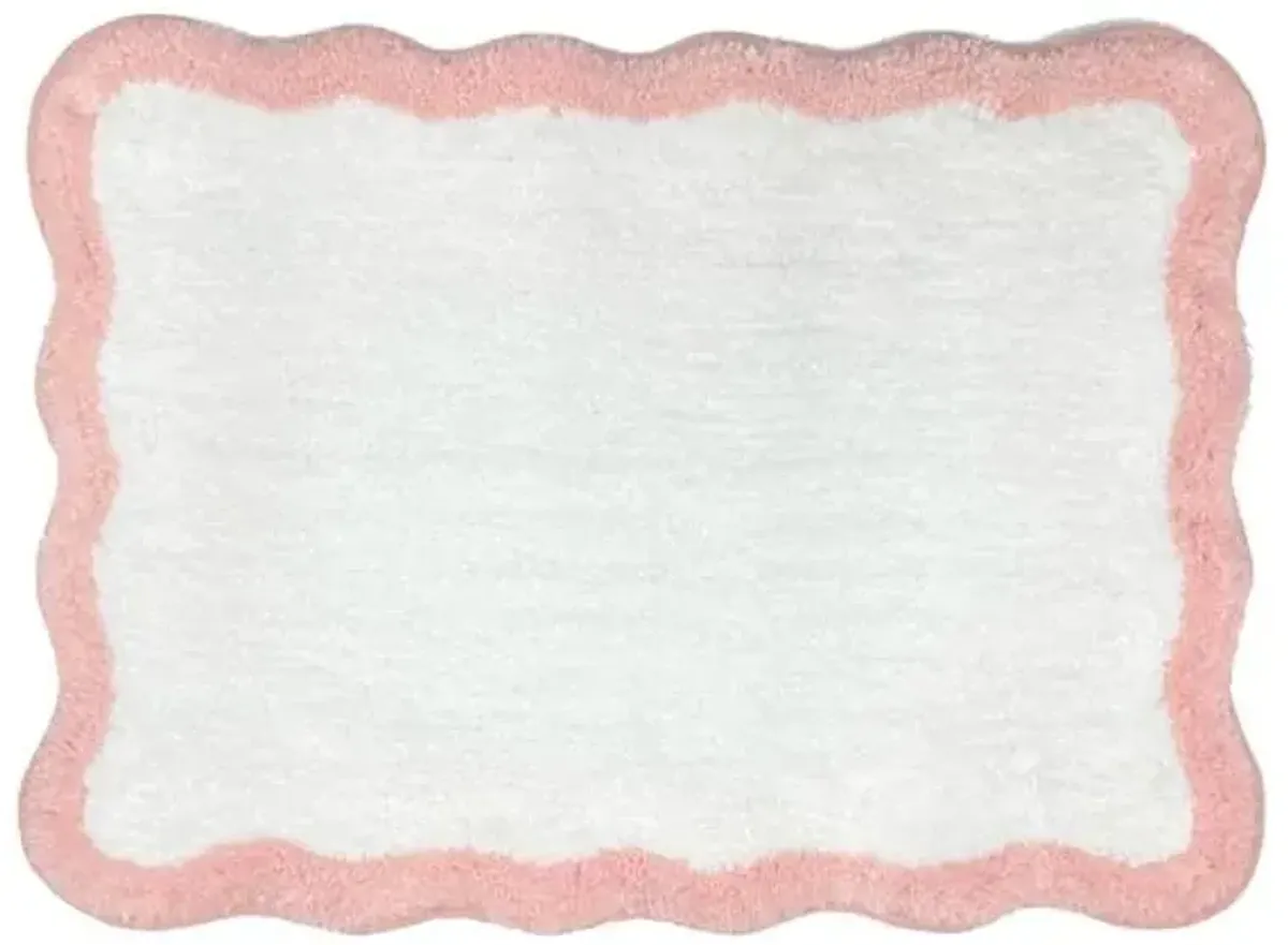 Tiny Dreamers Pink Scalloped Border Bath Rug, 17x24