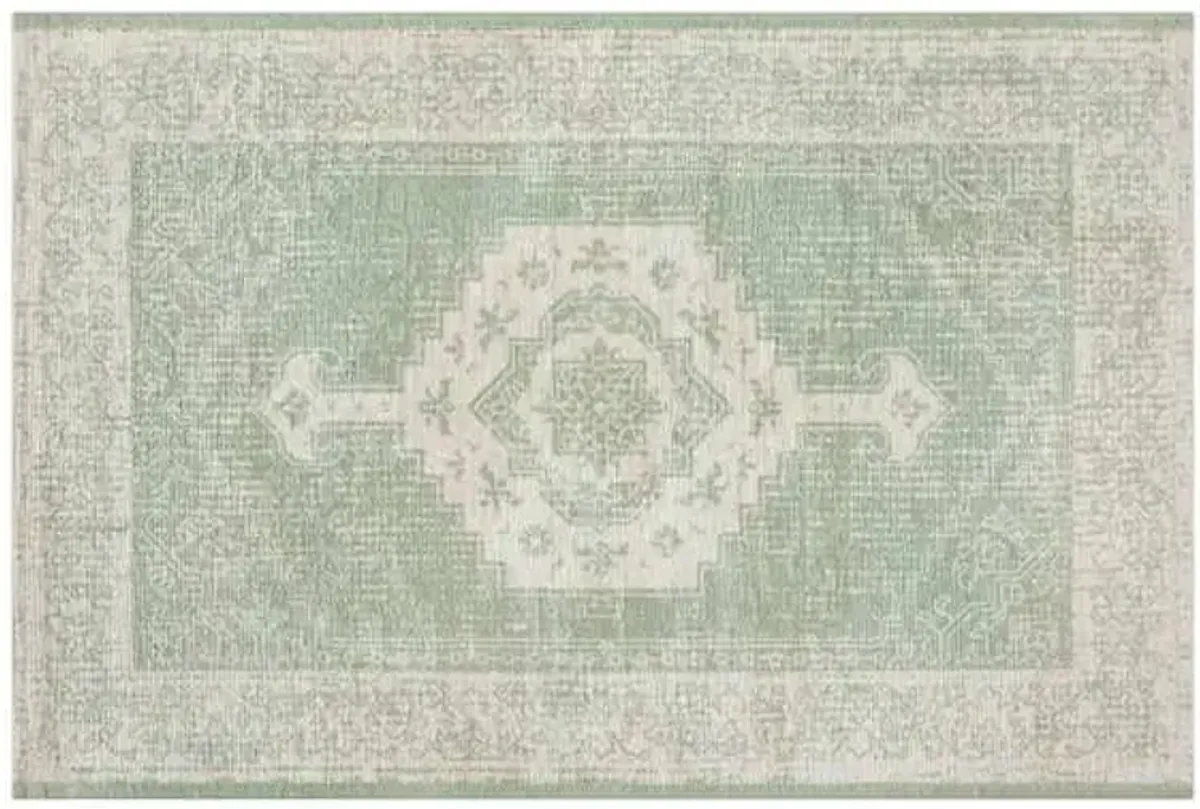Green Mosaic Border Bath Rug, 20x30