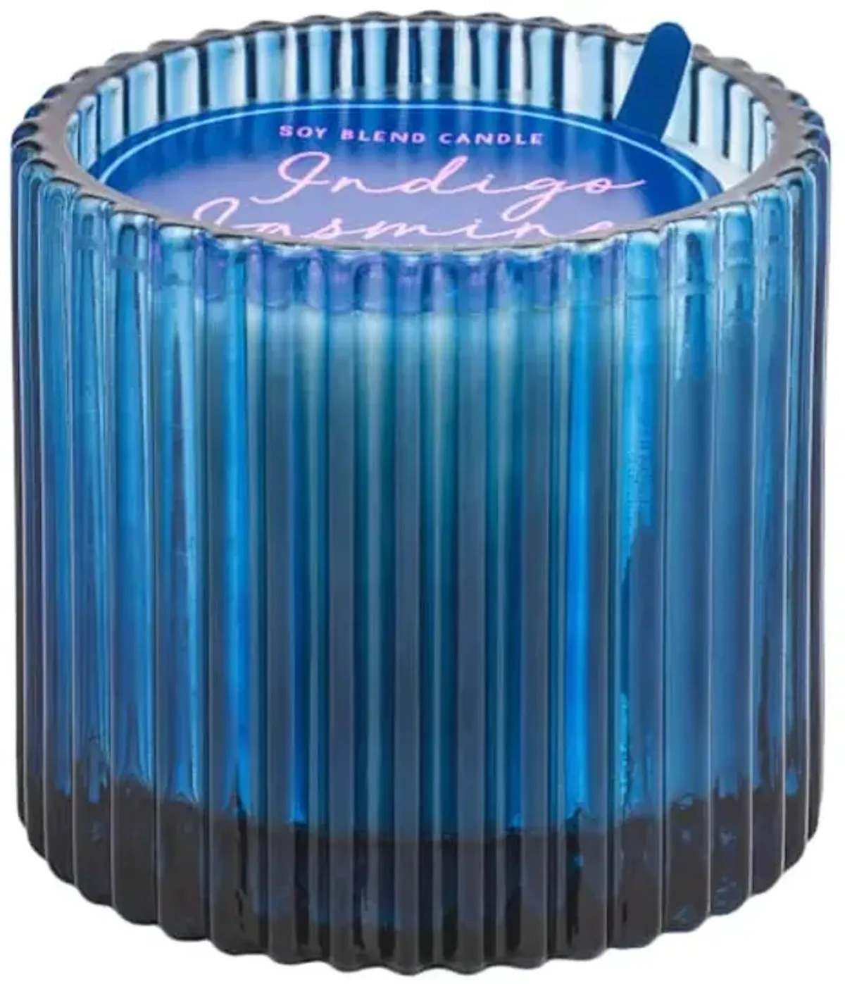 10Oz Blue Ribbed Glass