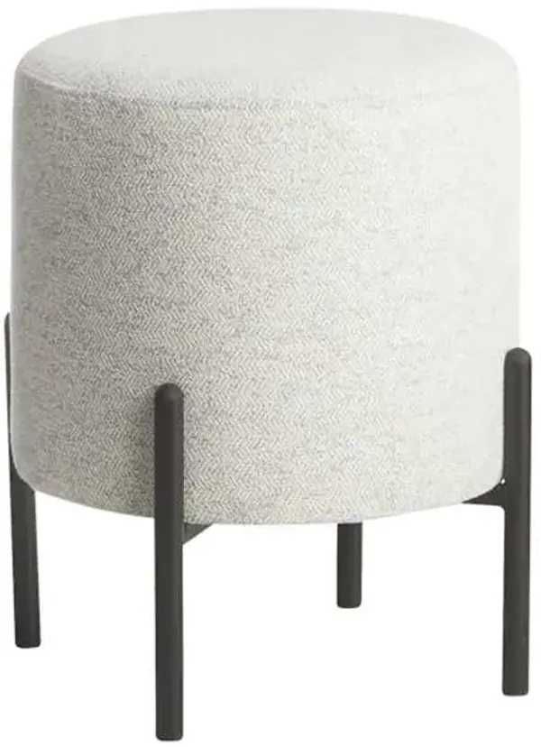 Crosby St. Bowie Round Ottoman, Grey