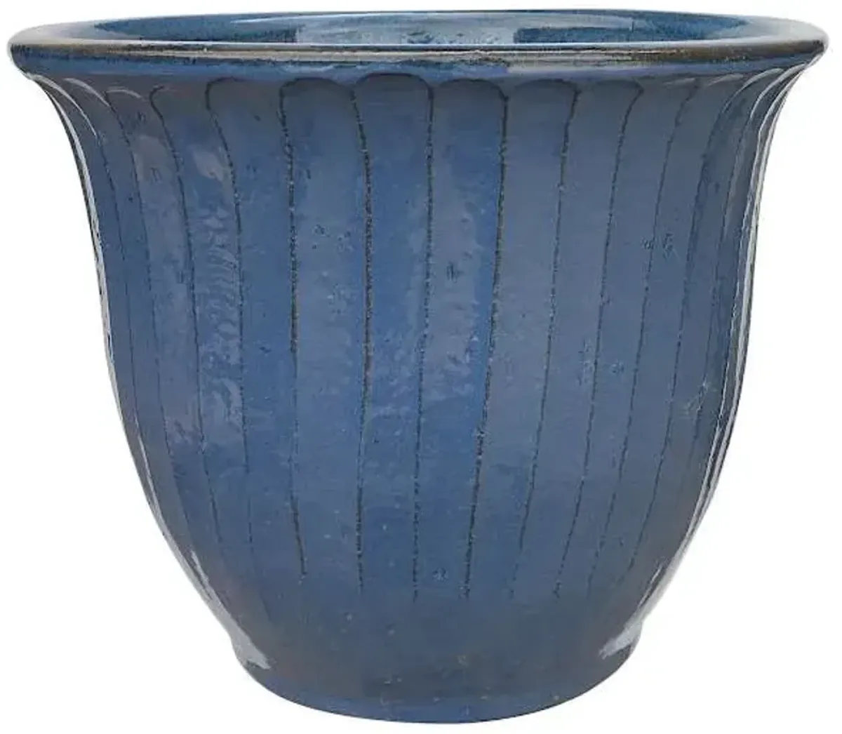Providence Aurora Blue Fluted Outdoor Planter, Medium