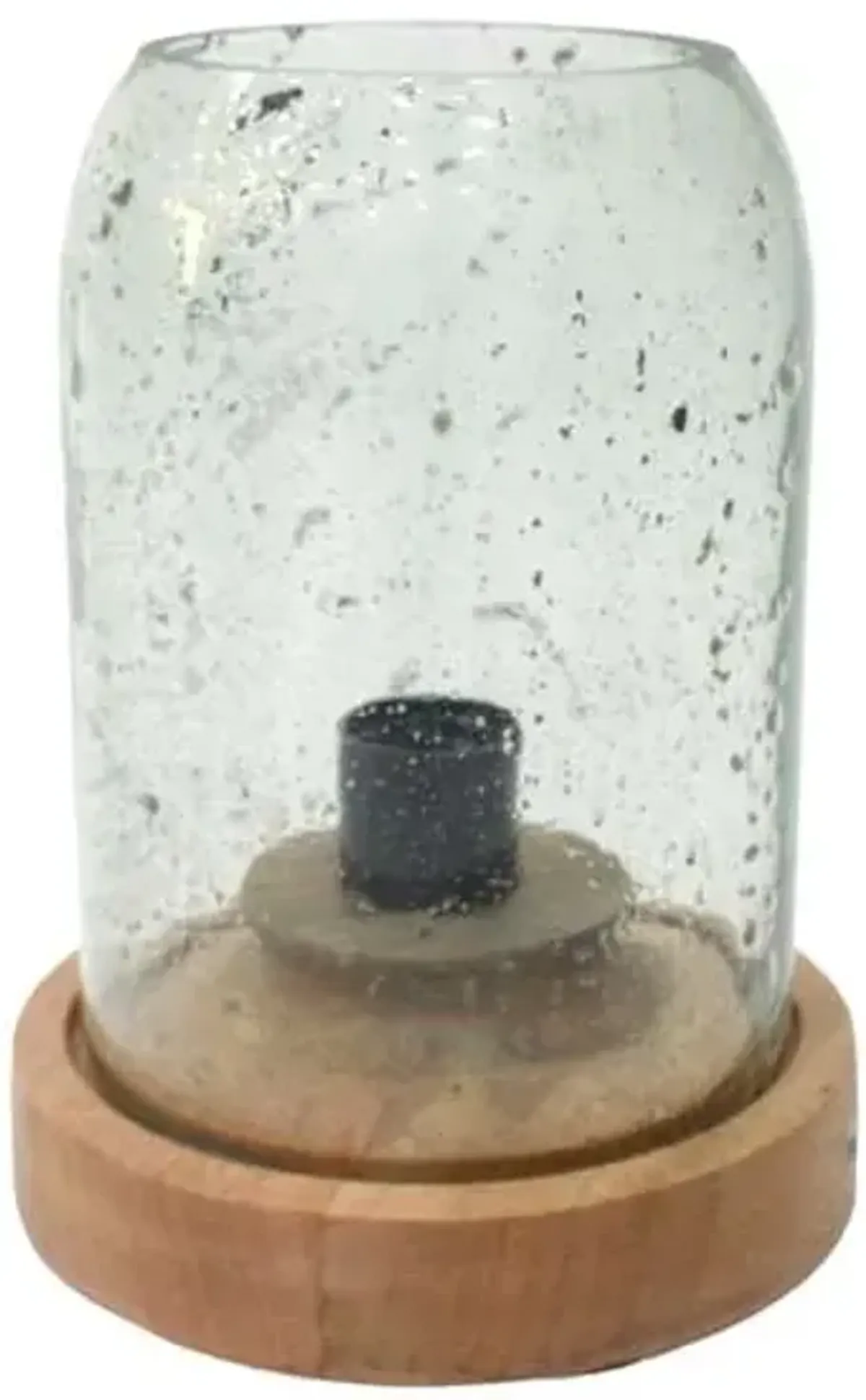 Honeybloom Seeded Glass Uplight with Wood Base, 10"