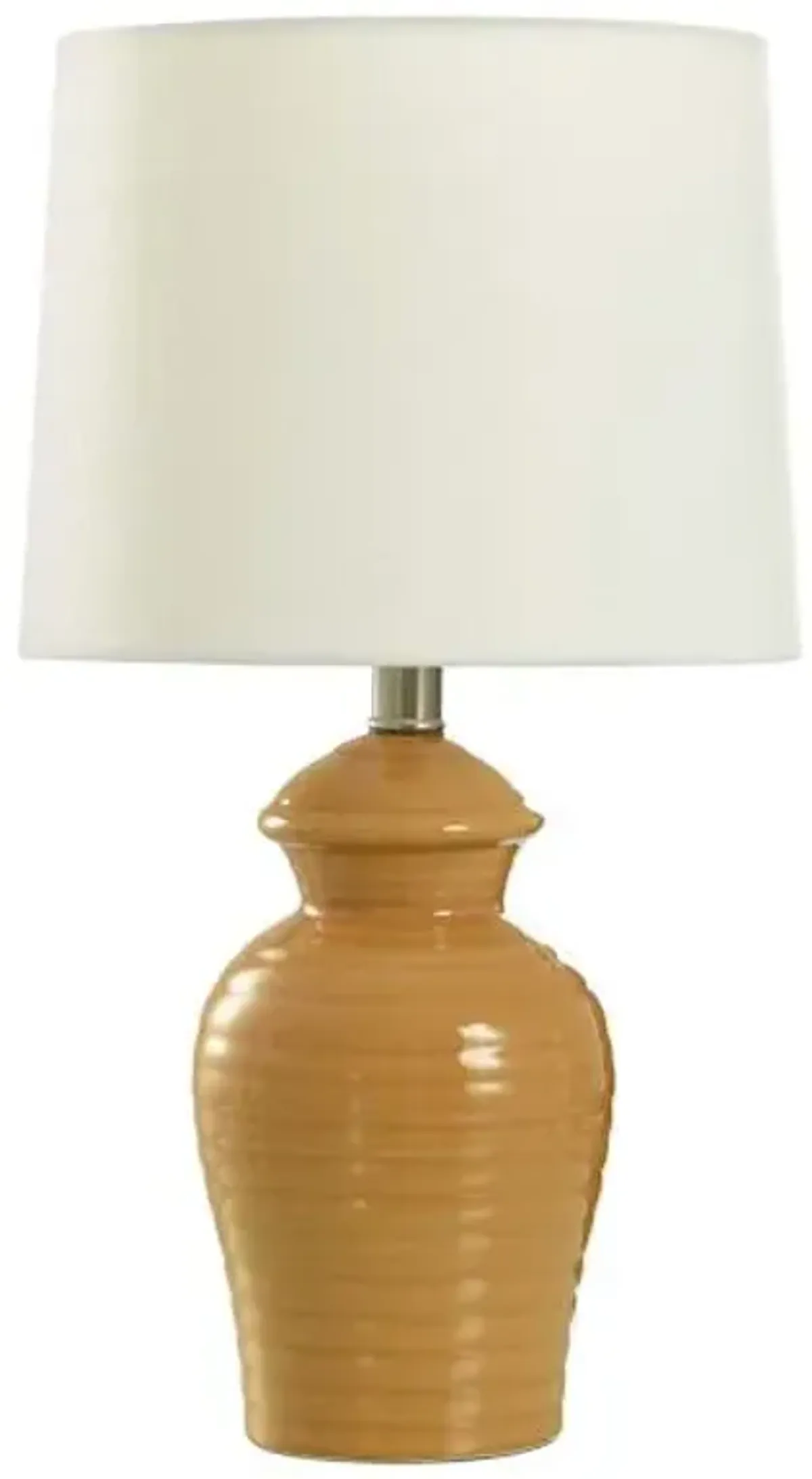 Yellow Ceramic Urn Small Table Lamp with Shade, 20"