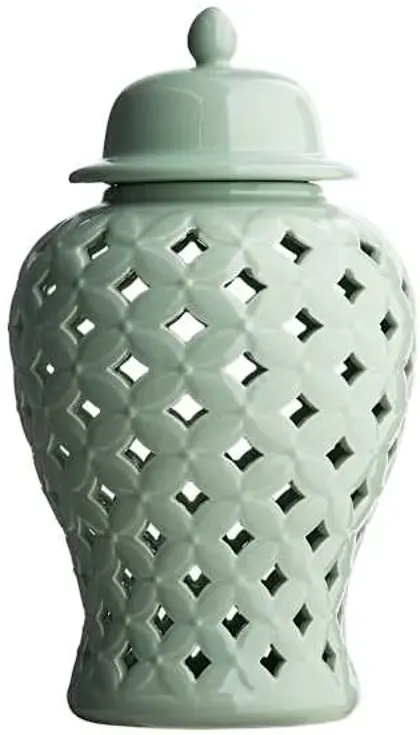 Providence Green Cutout Ceramic Jar, 12"