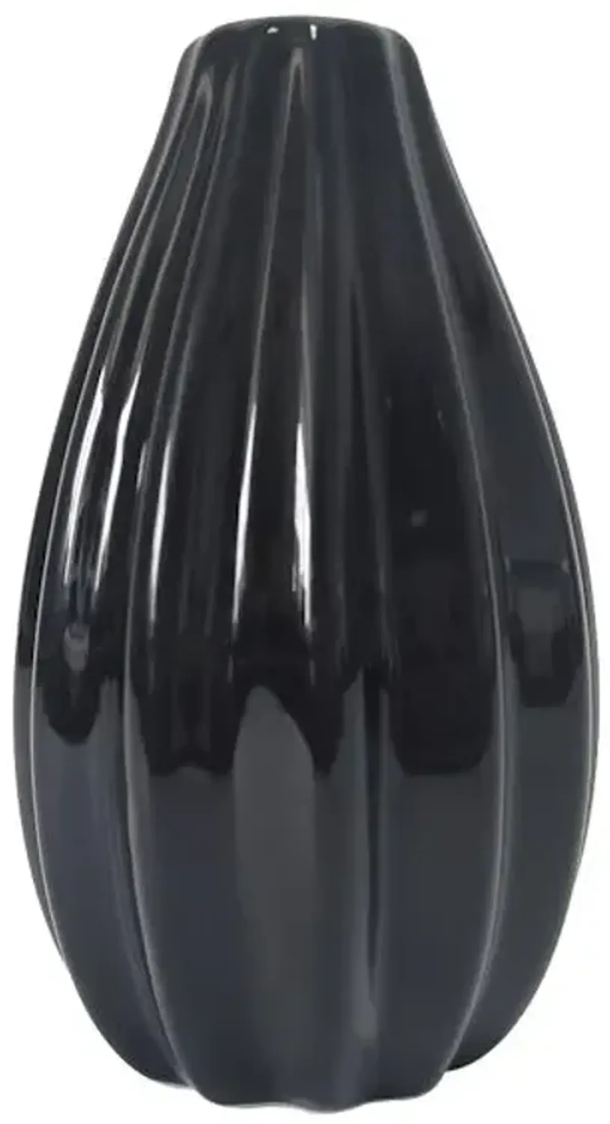 Black Fluted Ceramic Bud Vase, 6"
