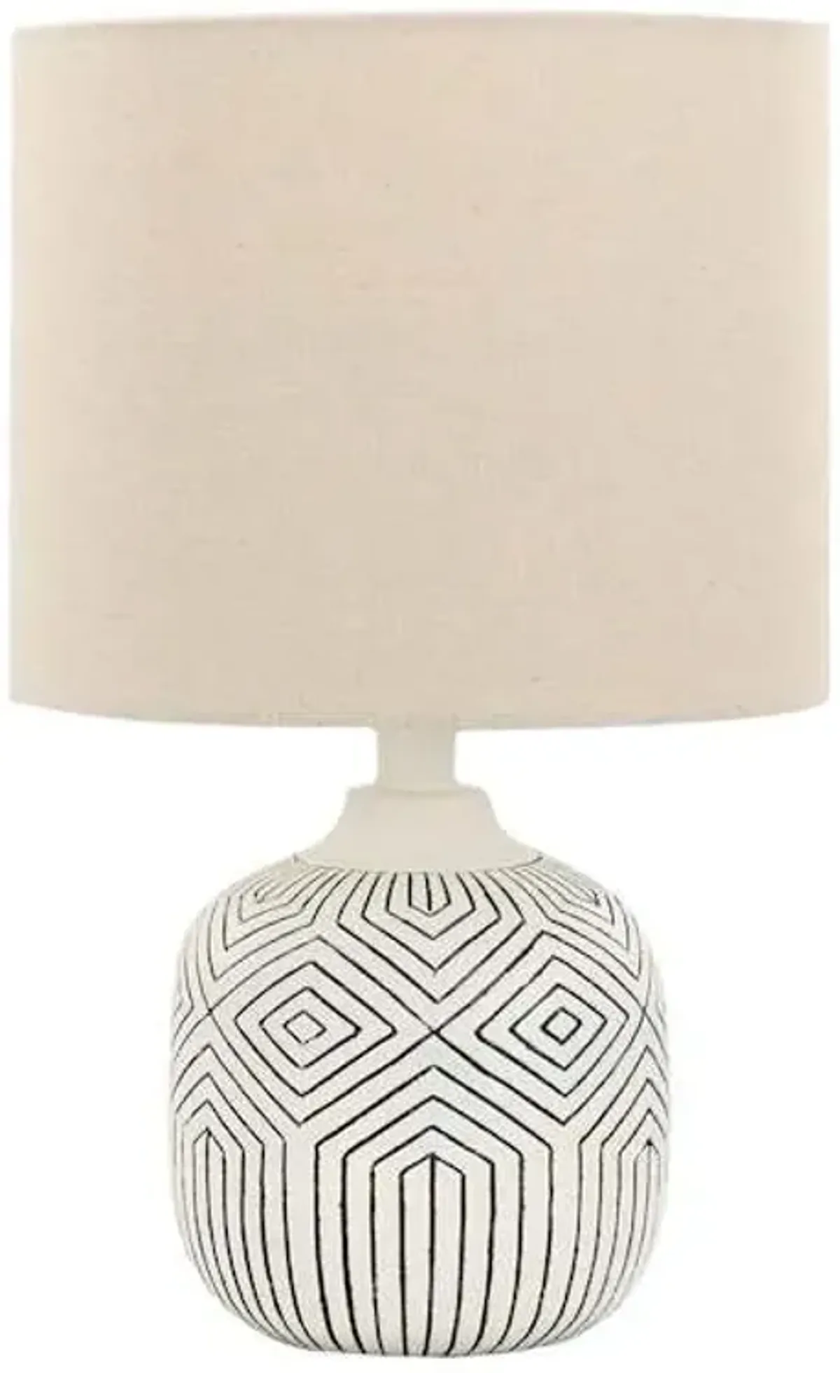 Found & Fable Grey Embossed Small Table Lamp with Shade, 16"