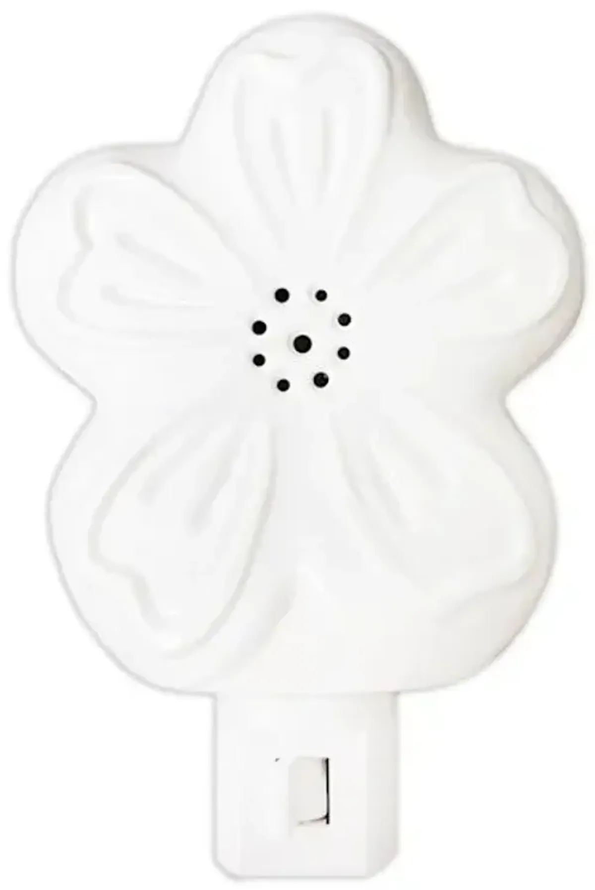 White Ceramic Flower Night Light, 5"