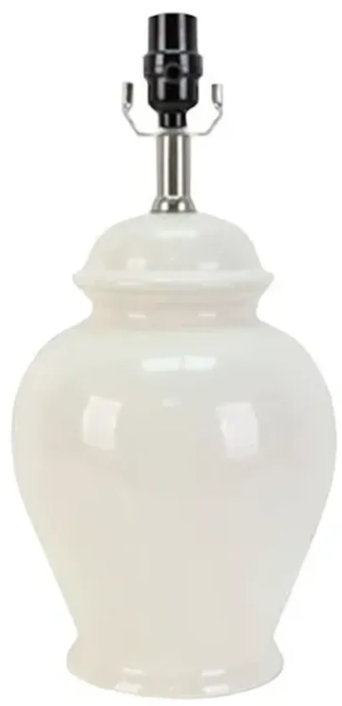 White Ceramic Ginger Jar Small Lamp Base, 16.5"