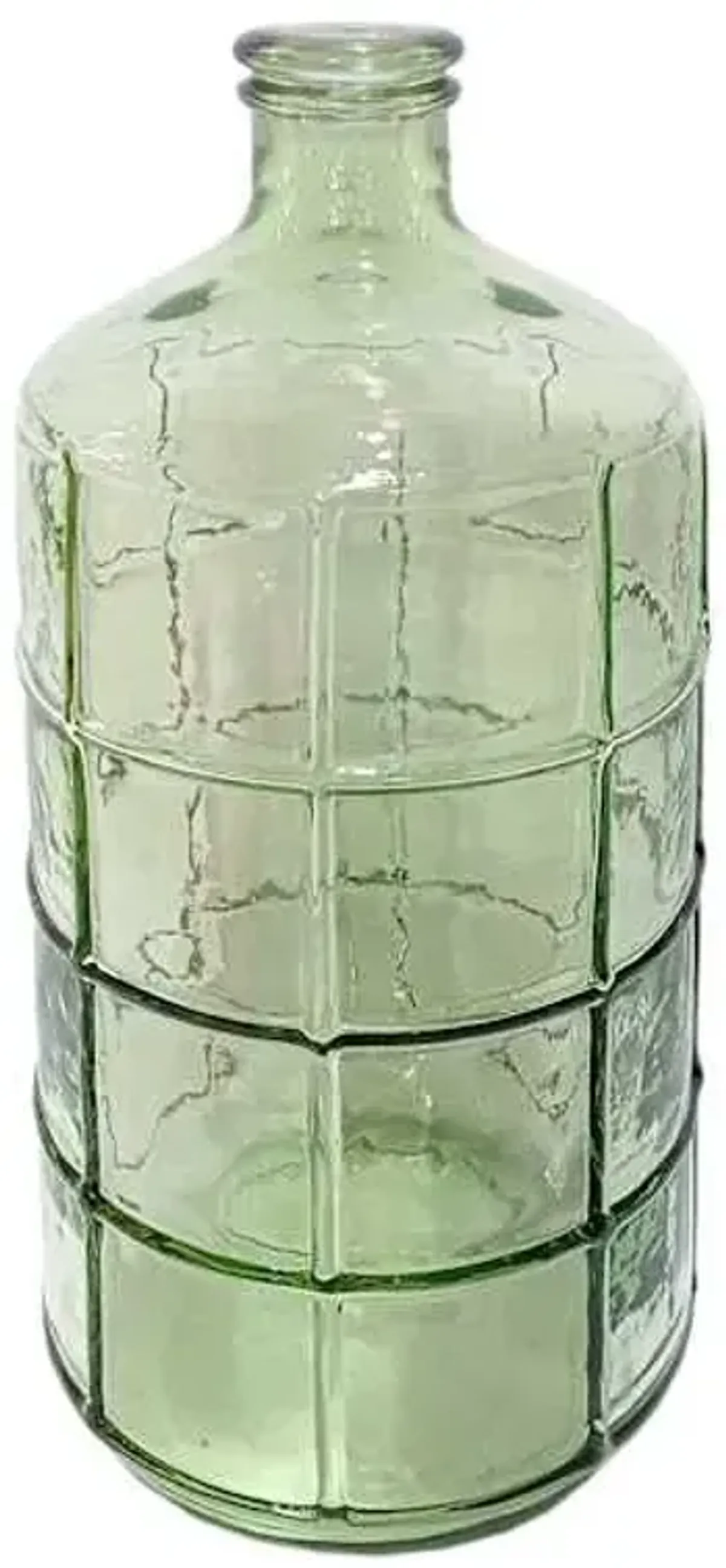Green Glass Windowpane Vase, 11"