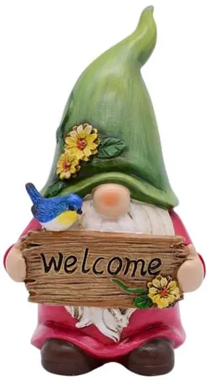 Welcome Gnome Outdoor Garden Statue, 6.1"