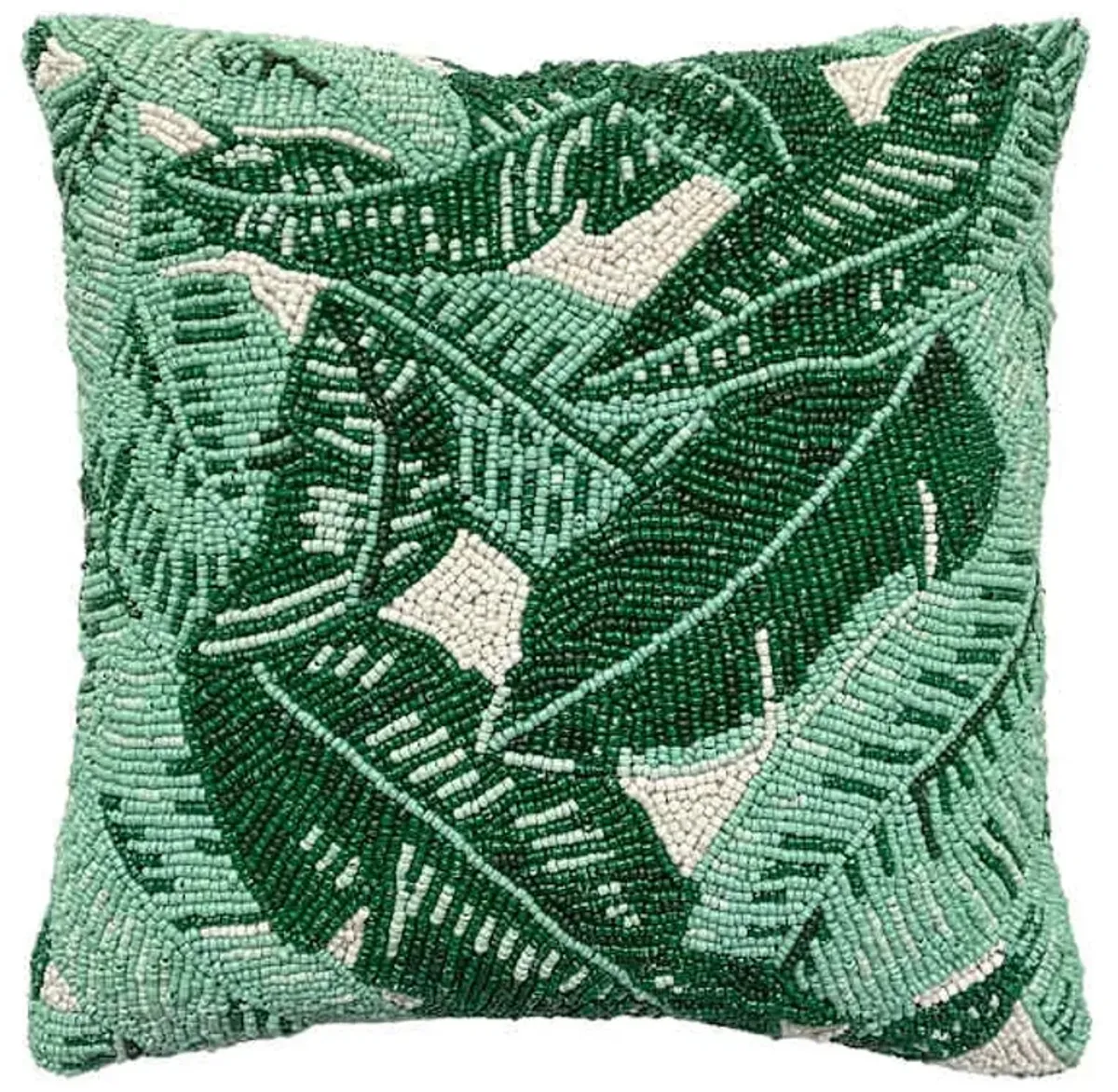 Leaf Beaded Throw Pillow, 12"
