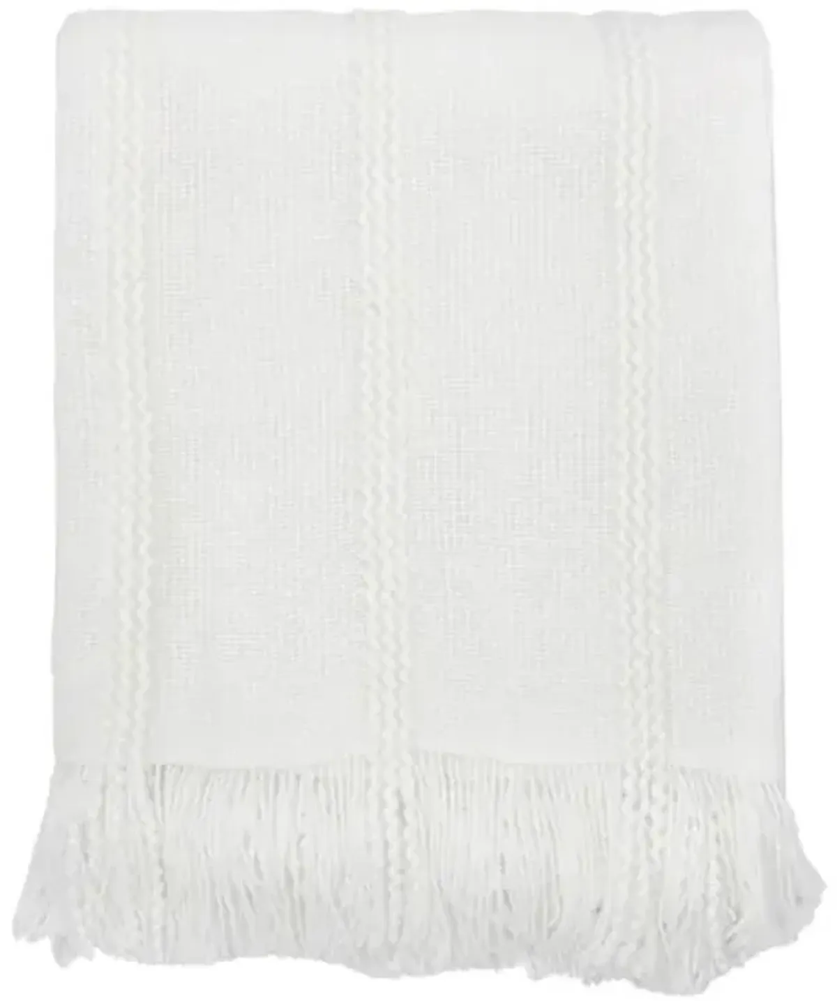 White Striped Knit Throw Blanket, 50x60