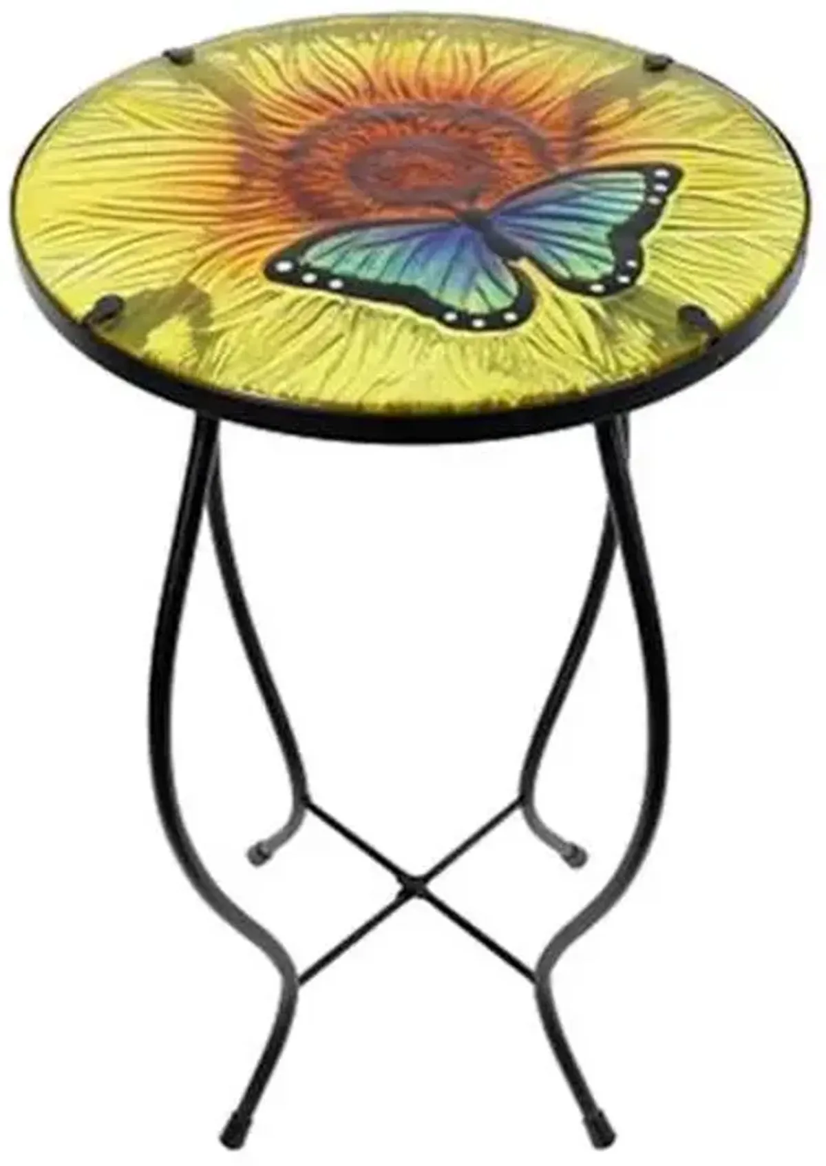 Sunflower & Butterfly Glass Plant Stand, 12"