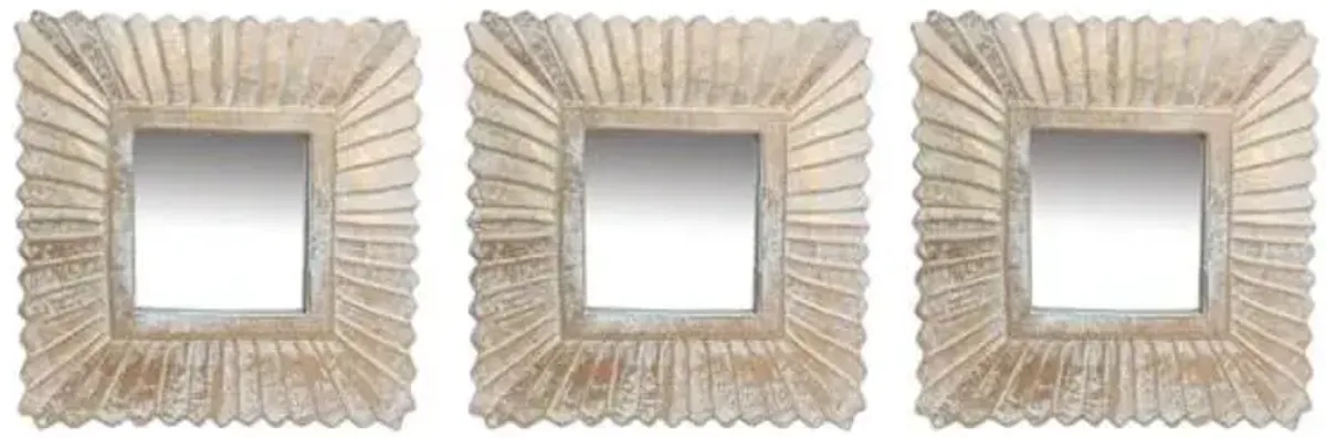 3-Piece White Gold Wall Mirror Set, 8"