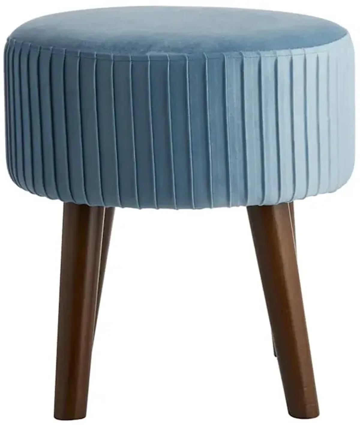 Emmy Stool with Dark Wooden Legs, Light Blue Velvet