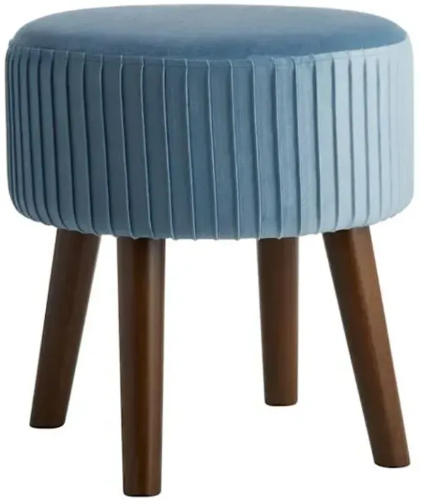 Emmy Stool with Dark Wooden Legs, Light Blue Velvet