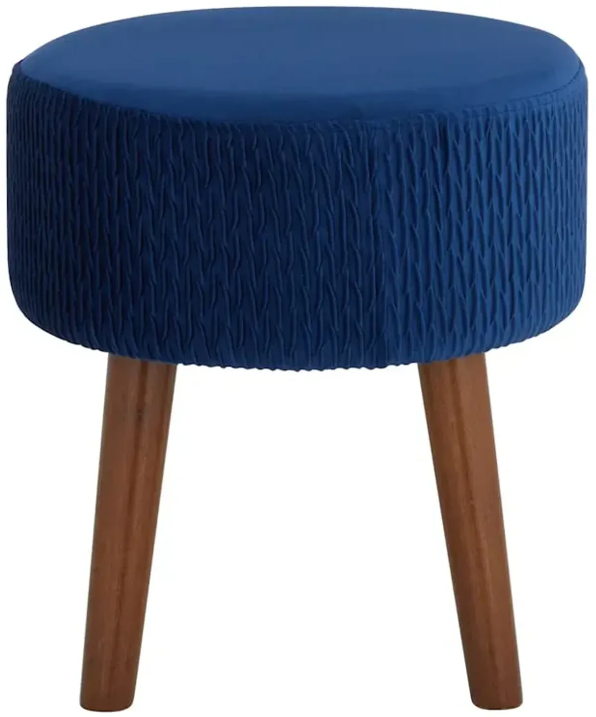 Emmy Stool with Dark Wooden Legs, Dark Blue