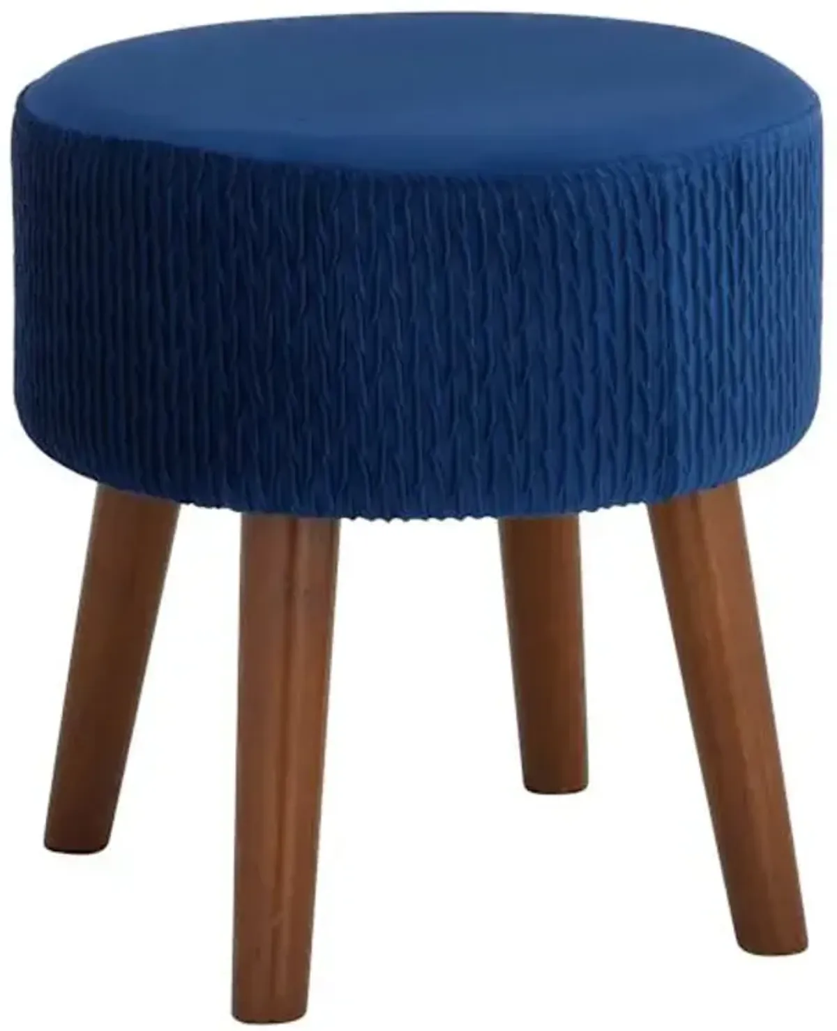 Emmy Stool with Dark Wooden Legs, Dark Blue