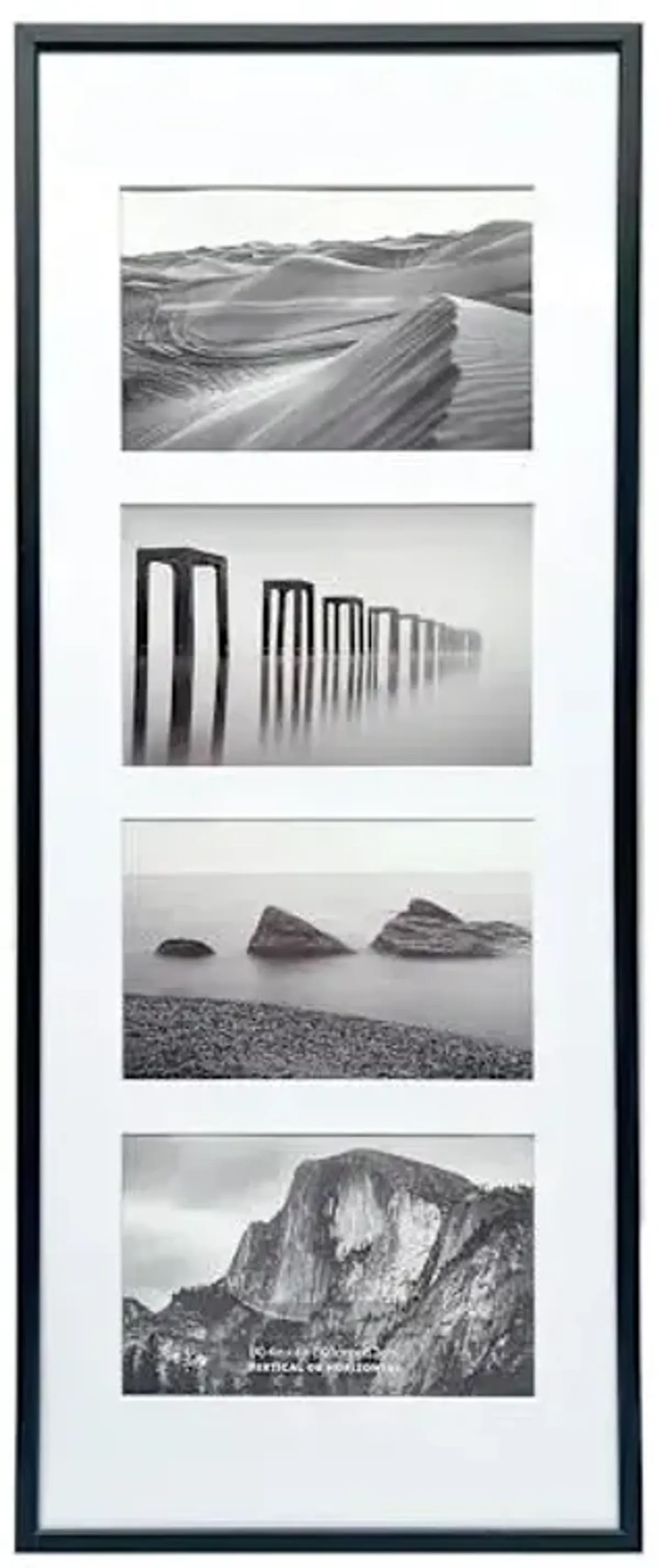 4-Opening Black Thin Collage Picture Frame, 8x20