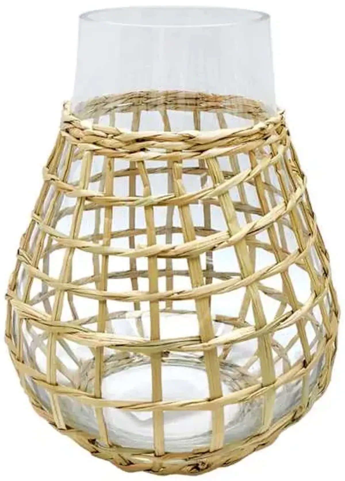 Ty Pennington Woven Grass Wrapped Glass Vase, 8"