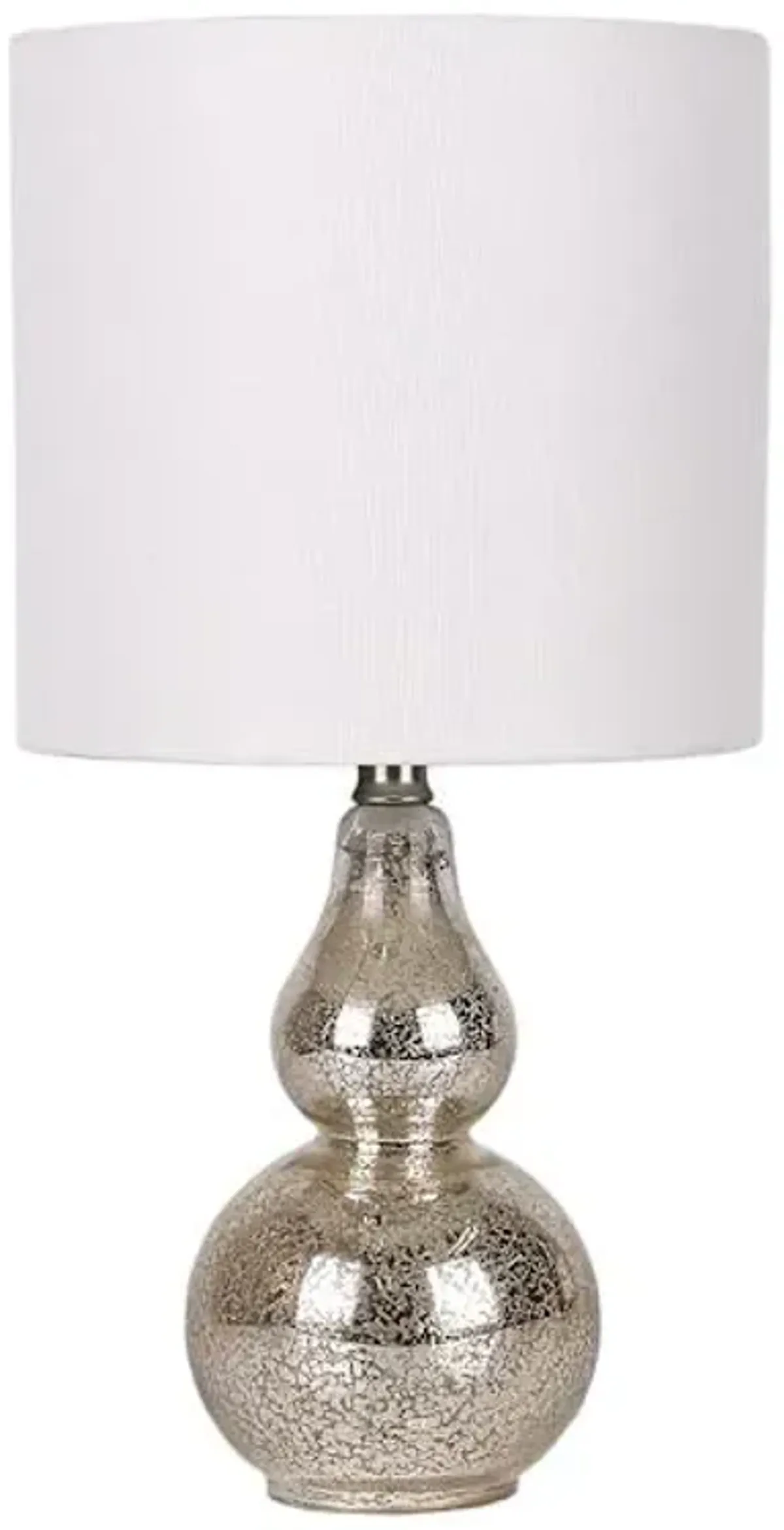 Silver Mercury Glass Double Gourd Mini Table Lamp with Shade, 12"
