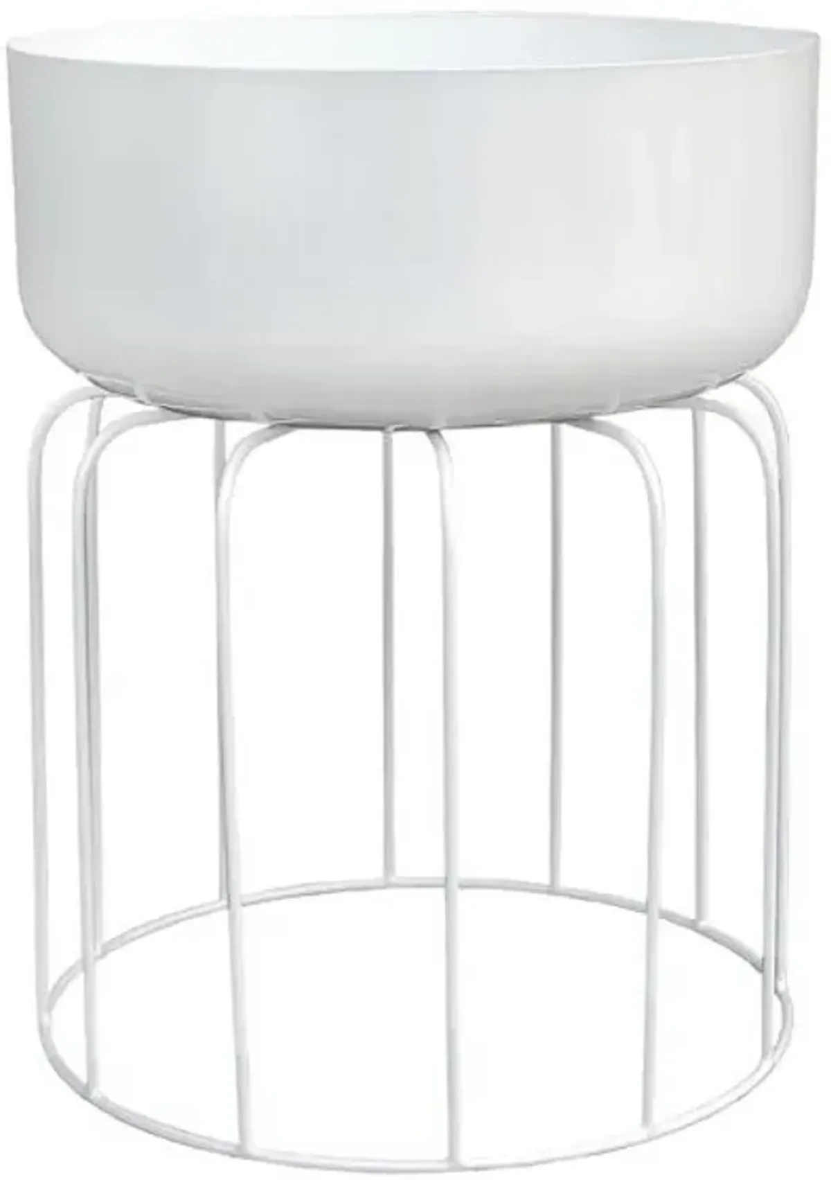 Sunny Club White Round Planter Stand, Large