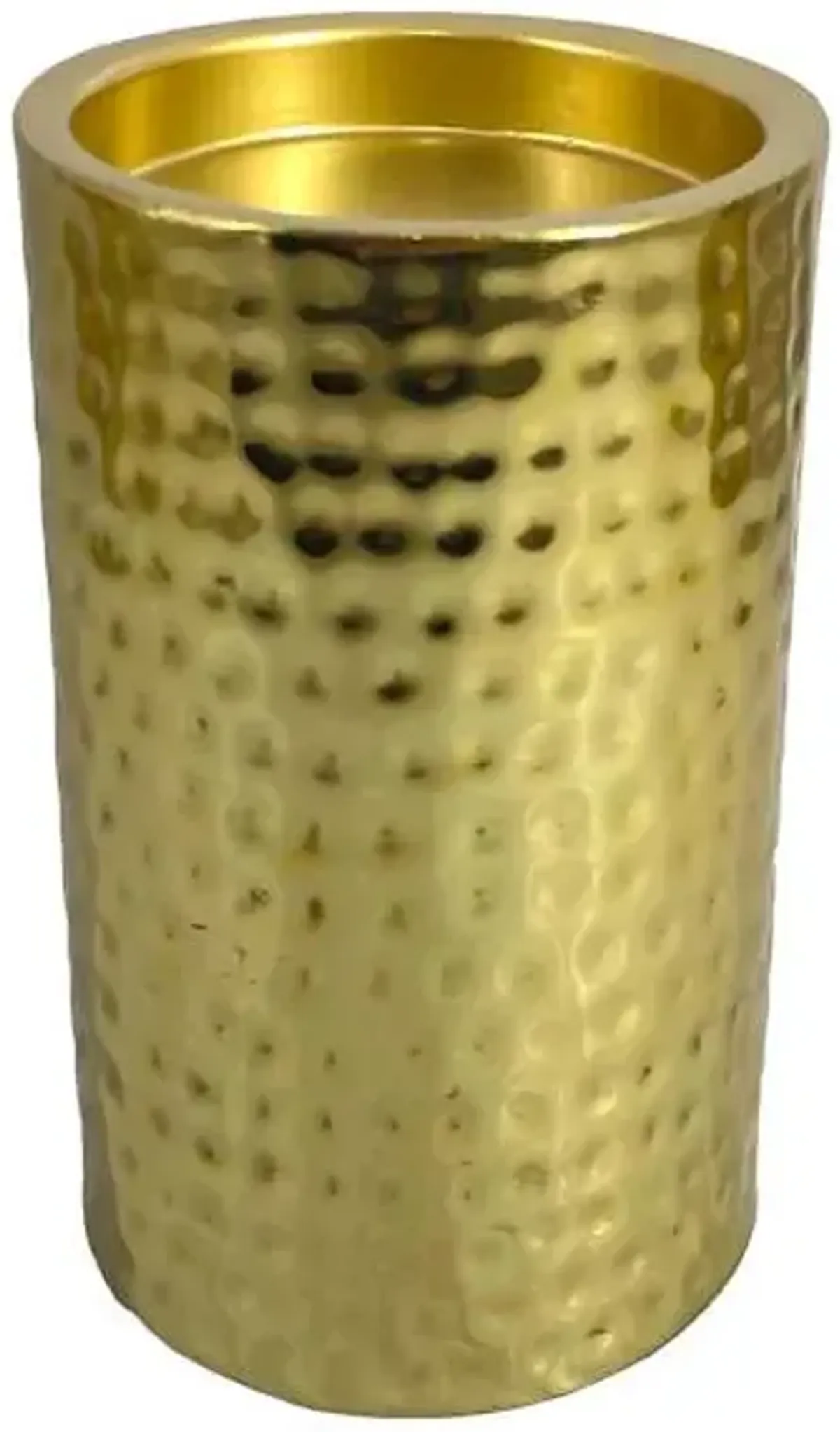 Hammered Gold Metal Pillar Candle Holder, 6"