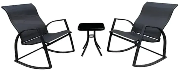 Sling Rocker Patio Chat Set, Black