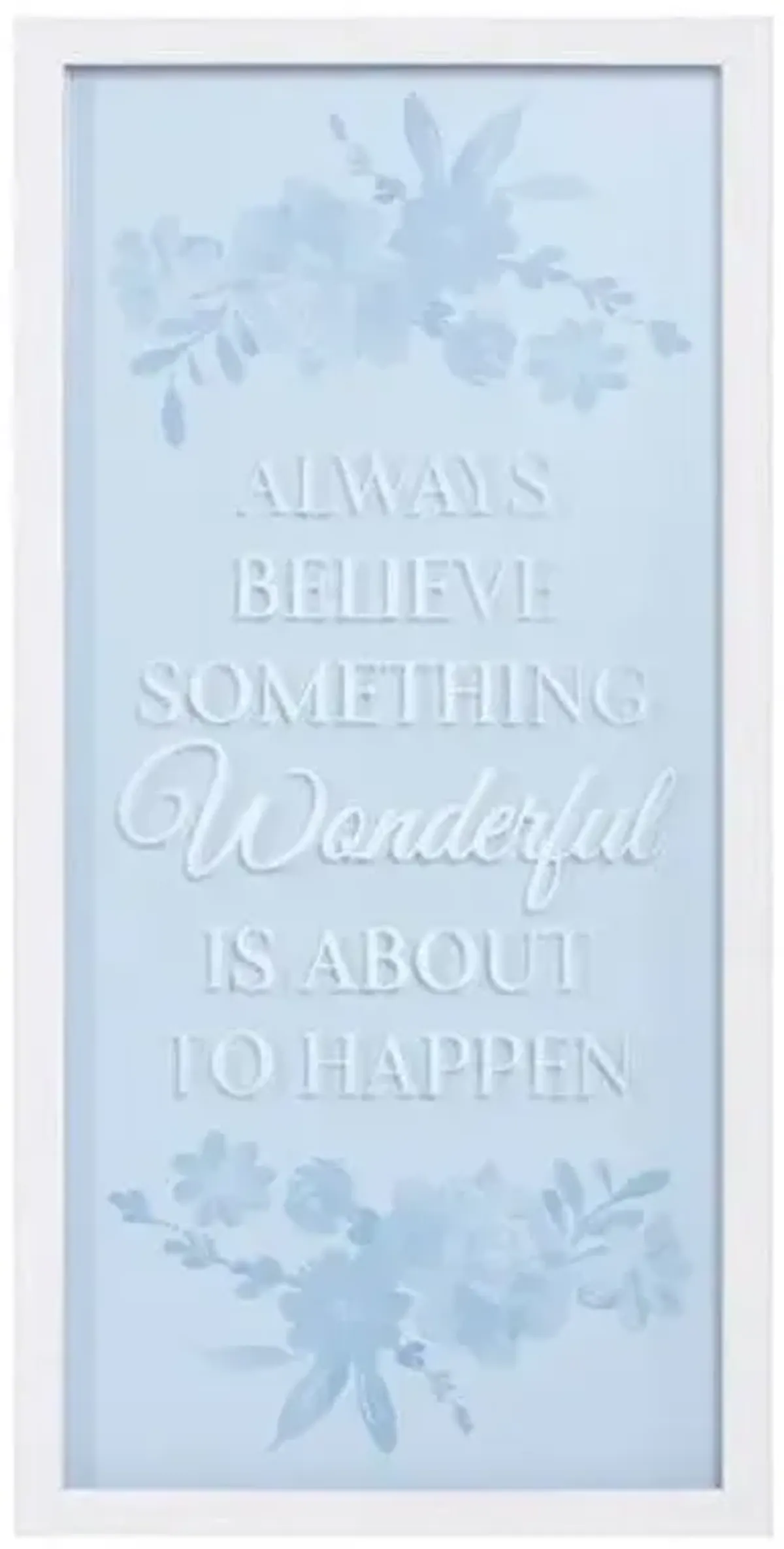 Glass Framed Wonderful Print Wall Sign, 12x24