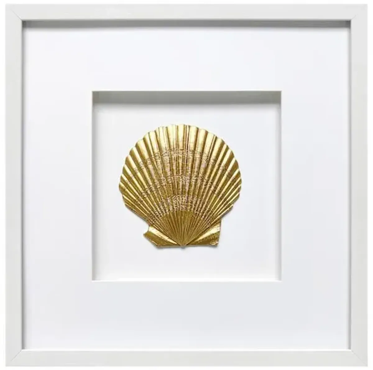 Glass Framed Gold Shell Wall Art, 17"