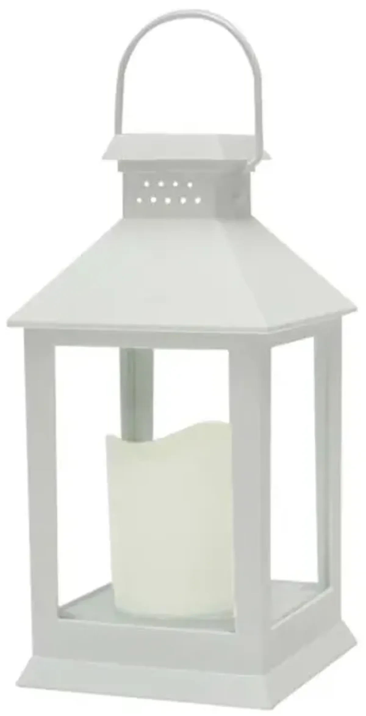 White Outdoor Solar Lantern, 9"