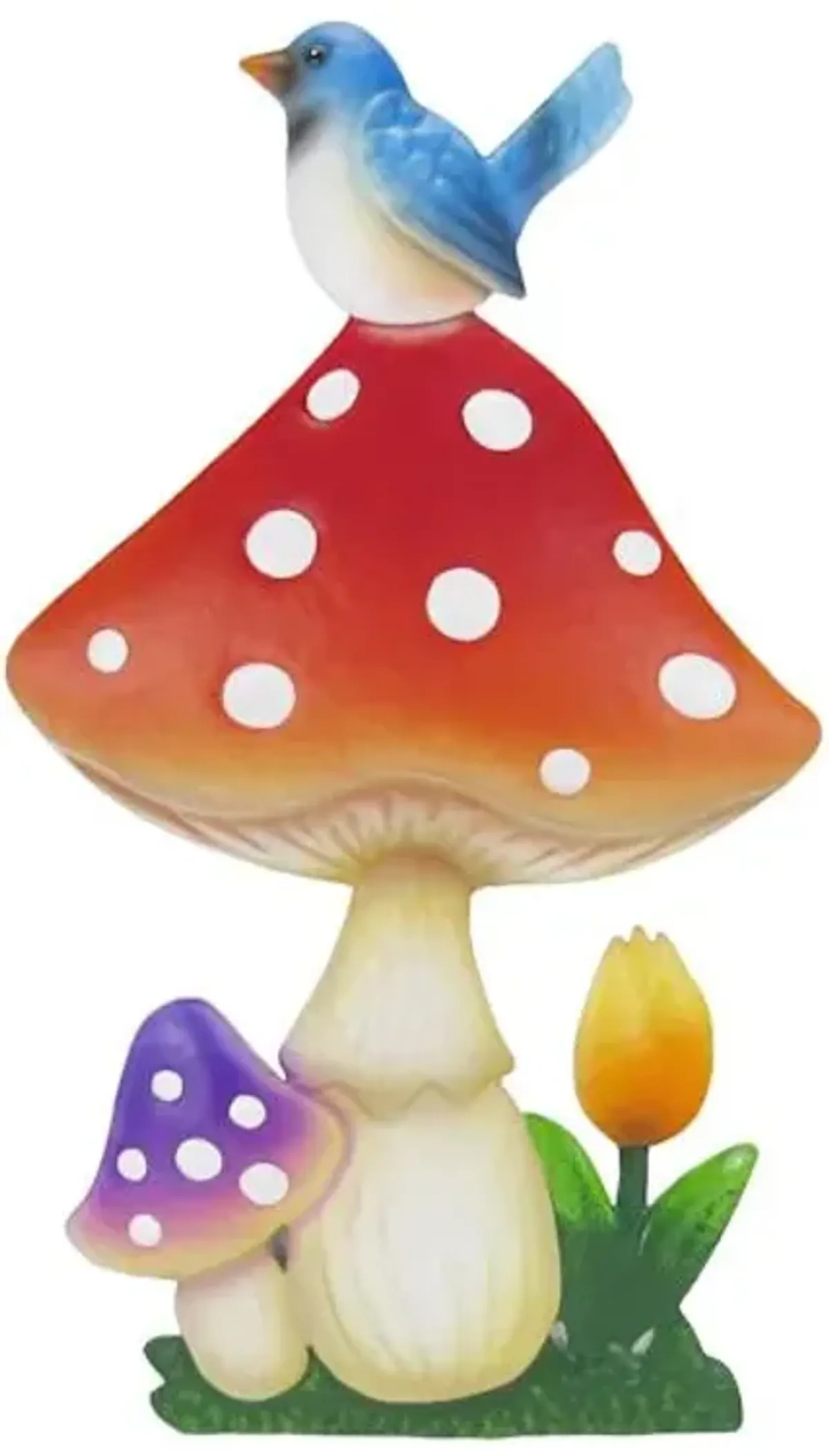 Blue Bird Mushroom Outdoor Wall Decor, 20"