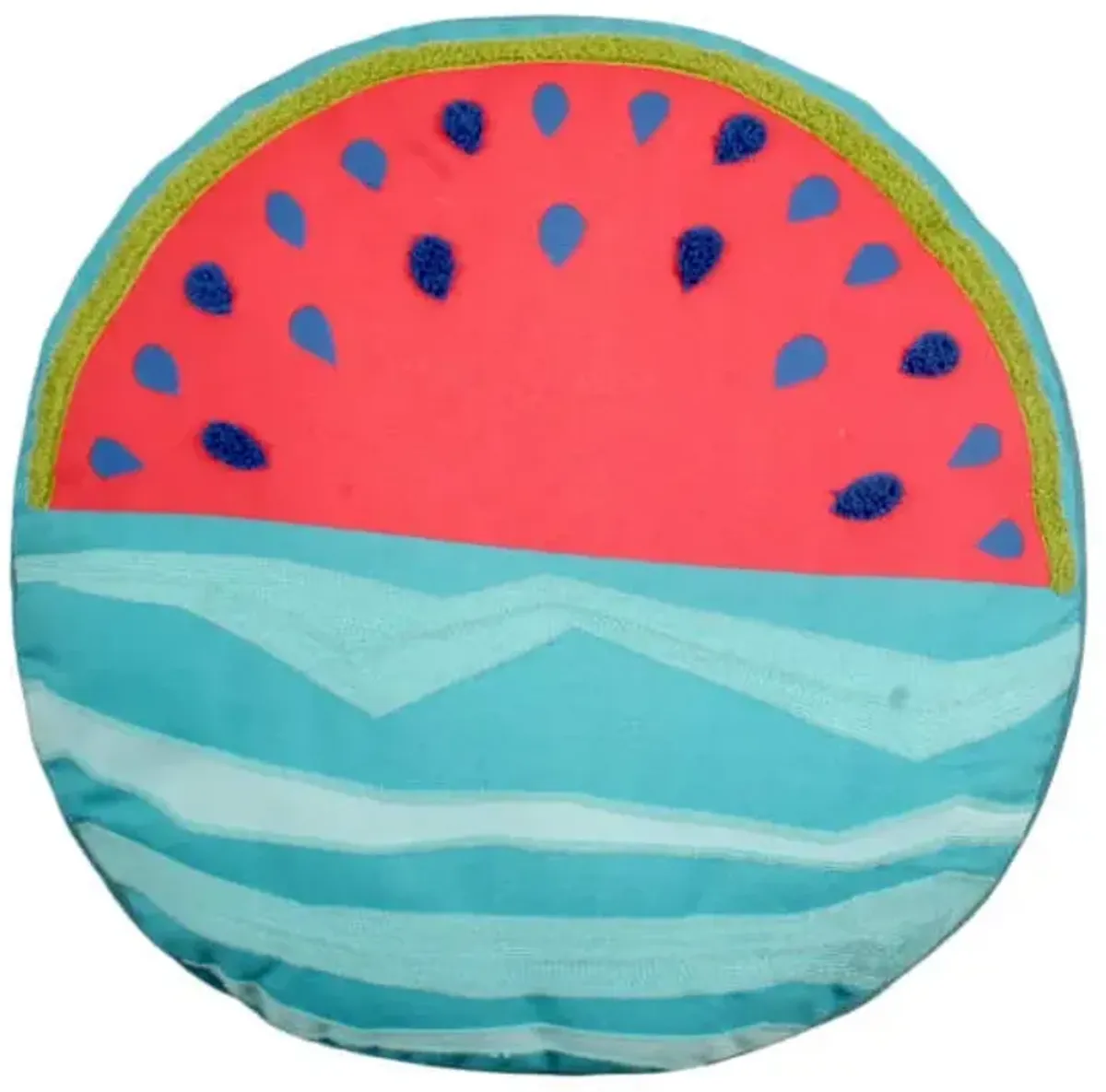 Watermelon Embroidered Round Outdoor Throw Pillow, 16"